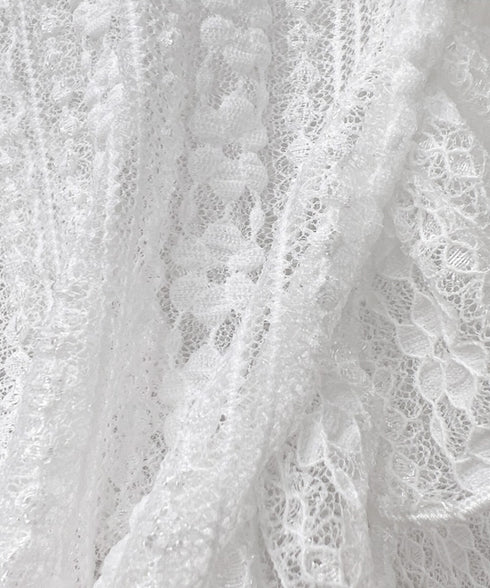 レースボレロカーディガン シアートップス レディース 花柄フリルカーディガン フェミニン 日焼け防止 冷房対策 フロントリボンサマーカーディガン ショート丈春夏服 84WANJIA-017